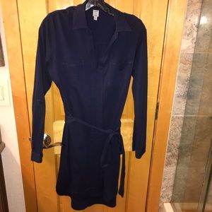 Classic Belted Dress Long or Rolled Up Sleeves